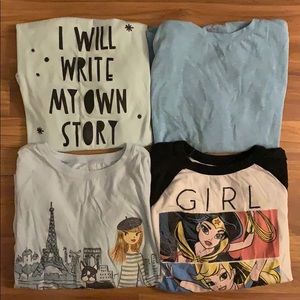 Four long sleeved tees, girls size 7/8 (M)